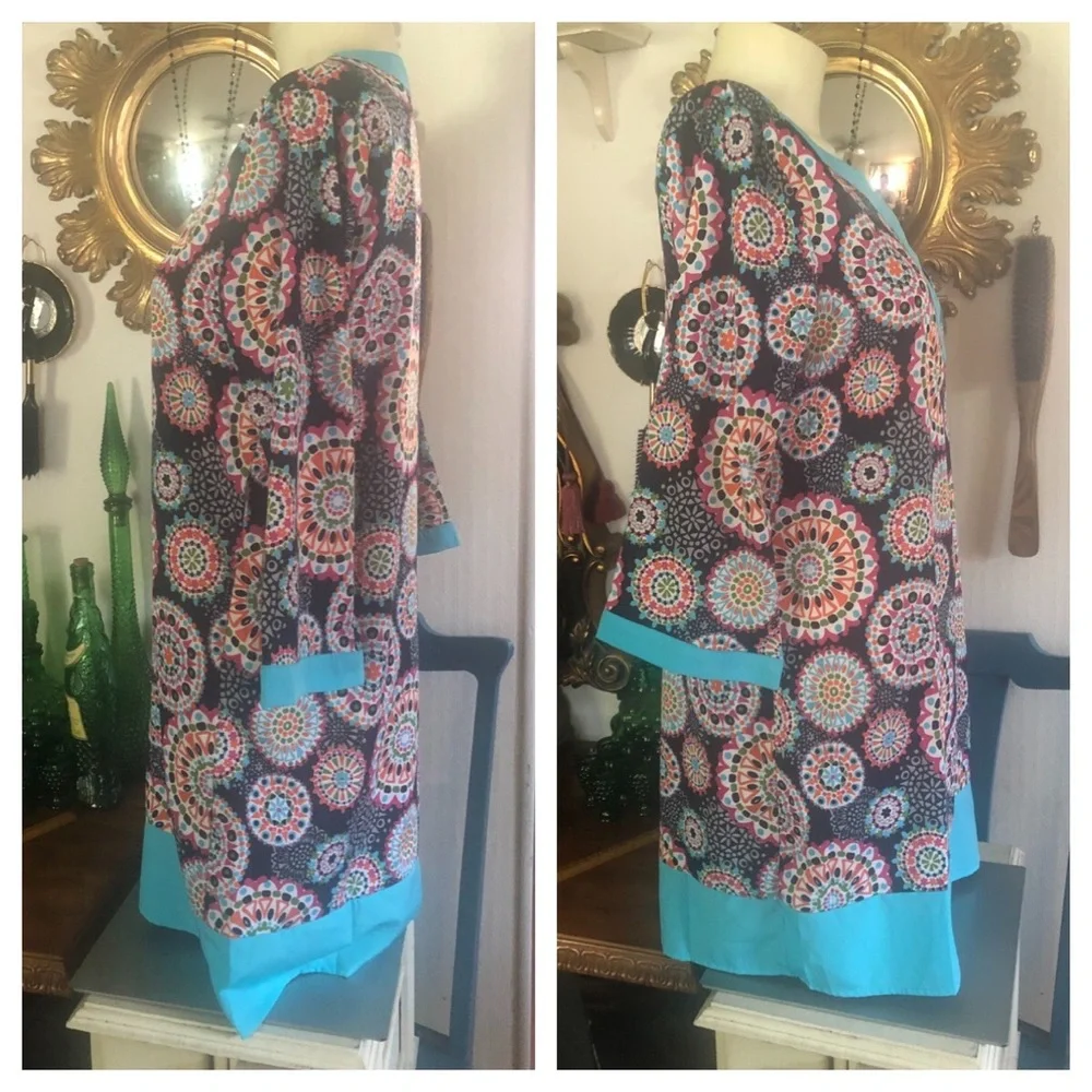 Retro-Style Dress Tunic ~ Navy Mandala Pattern